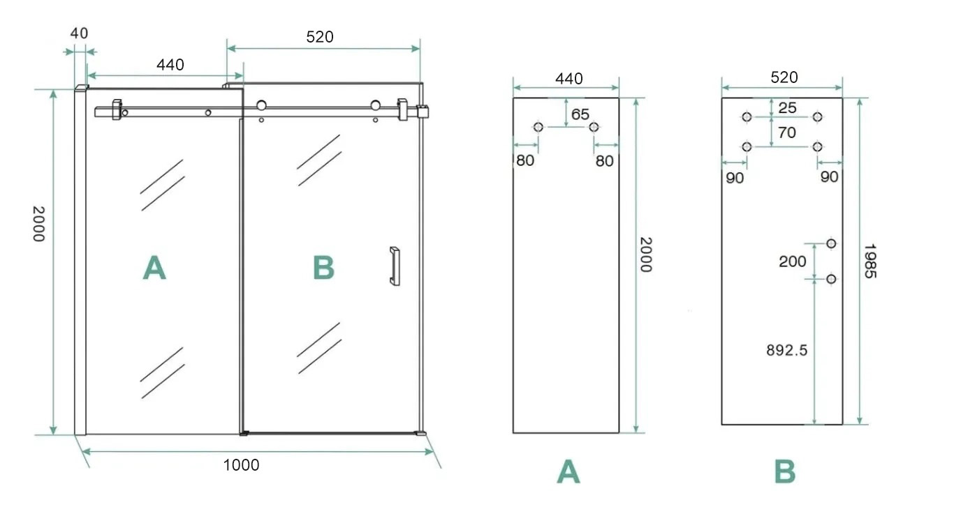 Saniclear Supreme douchecabine 100x100cm dubbelzijdig anti-kalk RVS