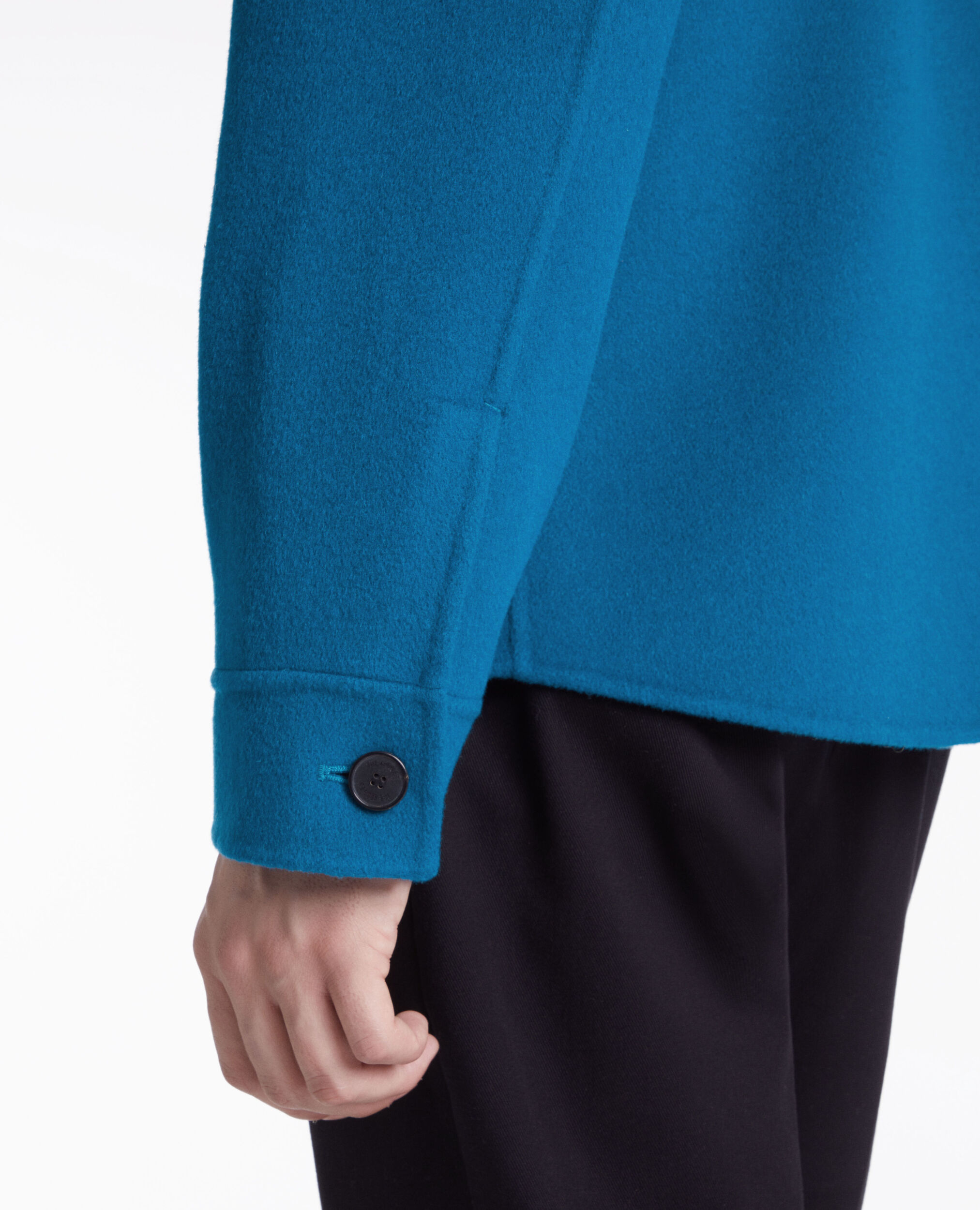 Blouson type surchemise bleu en laine