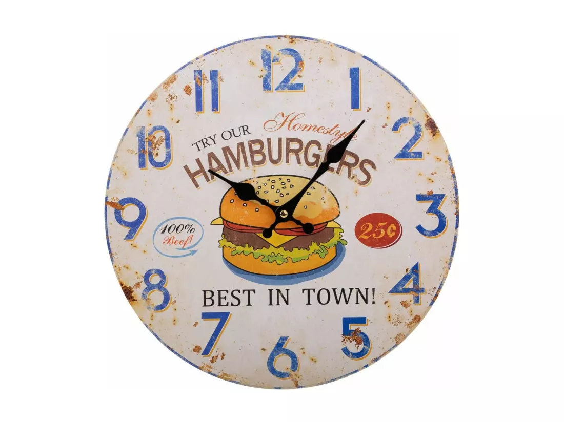 Horloge murale en bois blanc d34x2h