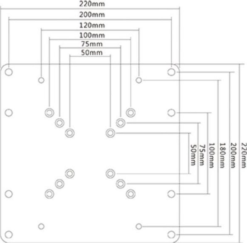 VESA-adapter VESA 50, 75 en 100 (beugel) naar VESA 200/100 en 200 (scherm) / zwart