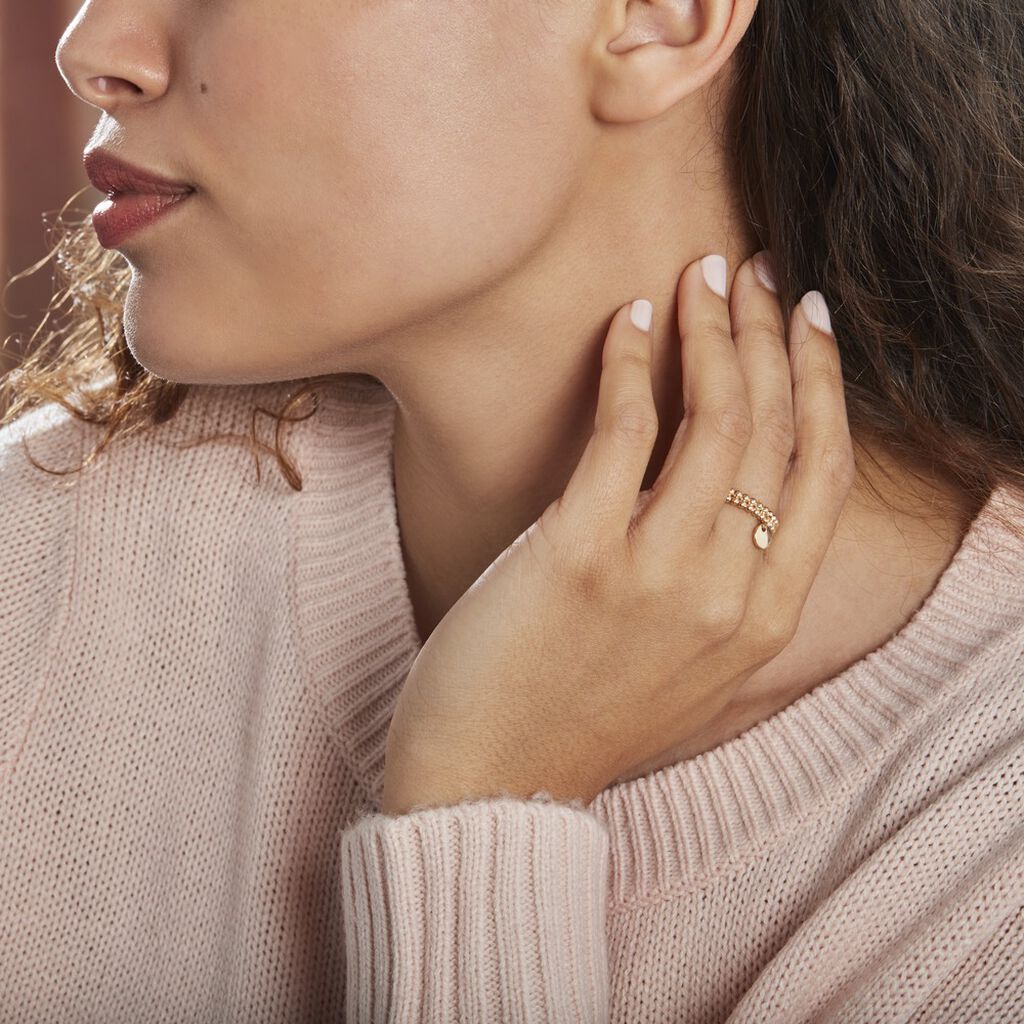 Bague Ajustable Lettice Plaqué Or Jaune Oxyde De Zirconium