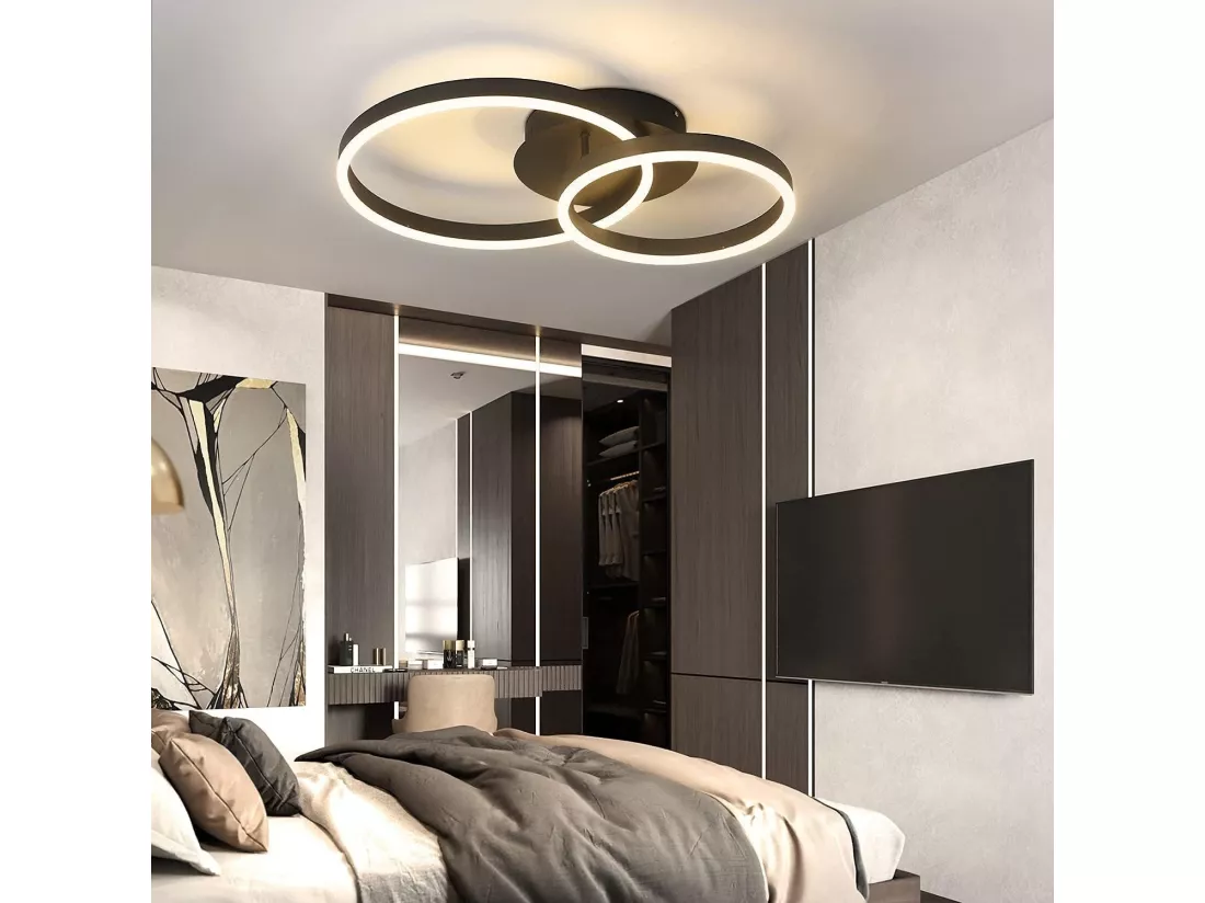 NETTLIFE Plafonnier LED 76W Dimmable Design Moderne Lampe de Salon avec Télécommande pour Chambre à Coucher Cuisine