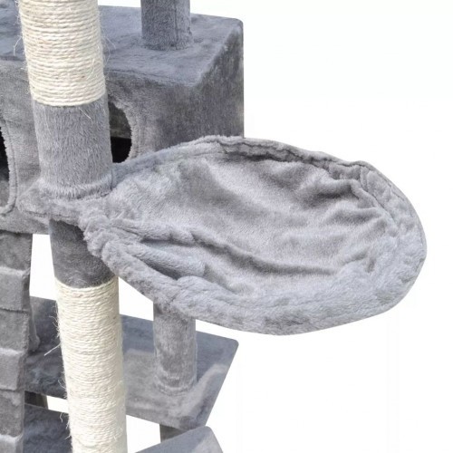 Arranhador para gatos com casinhas, cinza