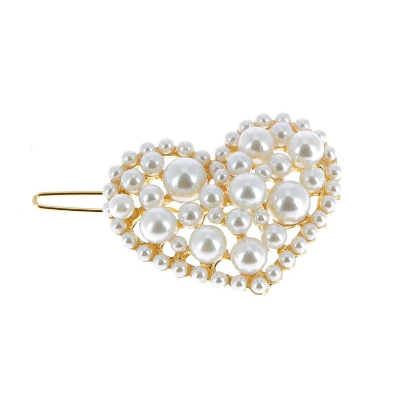 Barrette or et perle coeur plein