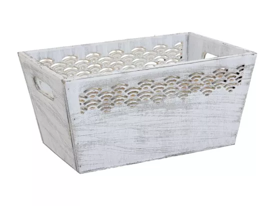Ensemble de 2 paniers en bois blanc 25x17x12h-20x12x9,5