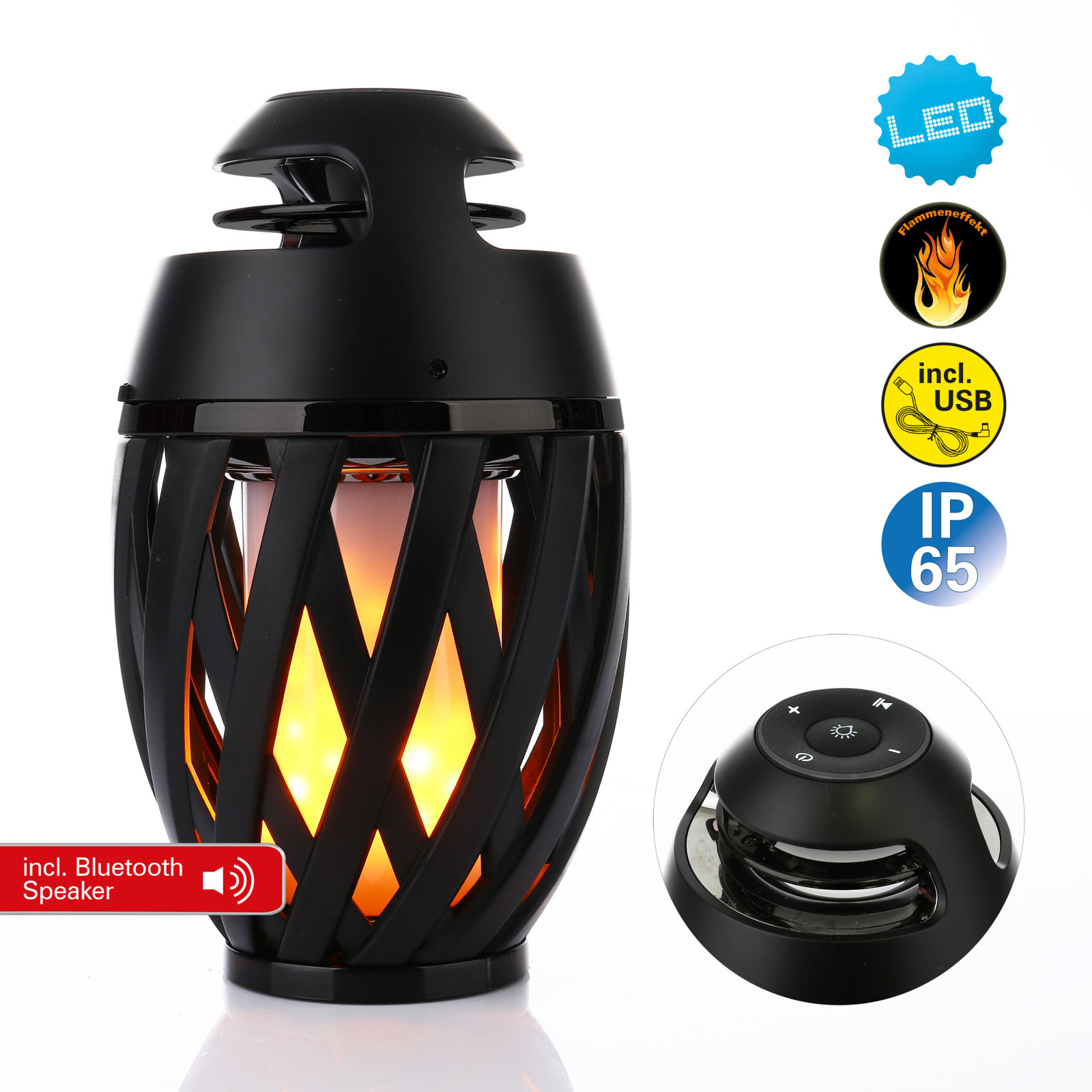 LED-Tischleuchte MUNA - schwarz - mit Bluetooth Speaker