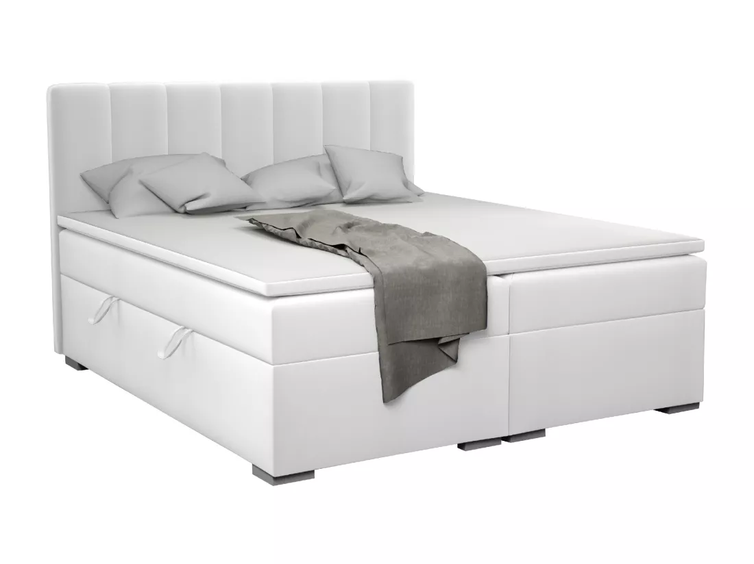 LIT BOXSPRING avec surmatelas Monaco 160x200 cm, blanc (Soft 17)