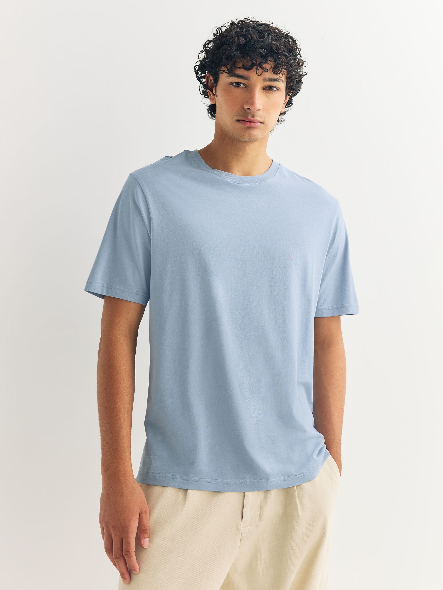 Blauw - Normale Pasvorm - Essential katoenen T-shirts verpakking van 6