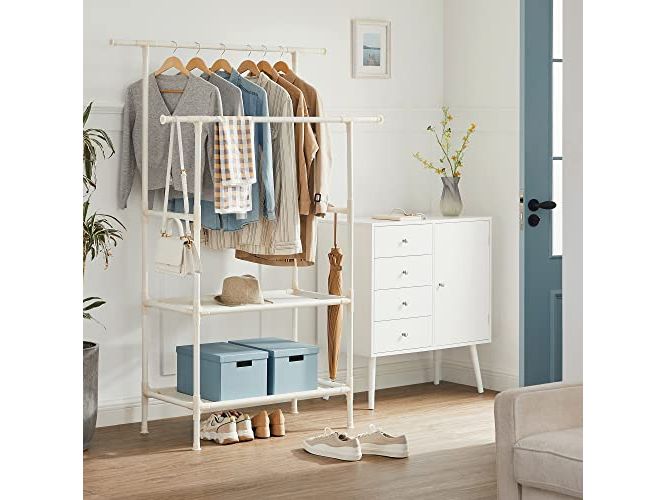 Songmics Garderobenständer 112 x 49 x 177 cm, Weiss Kleiderständer