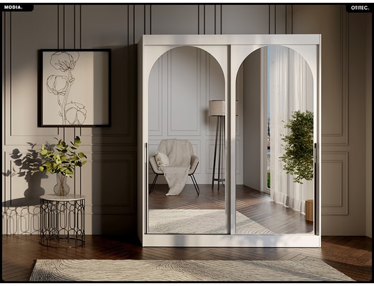OTITEC - Armoire coulissante - l.180 x h.215 x p.65 - modia - blanc