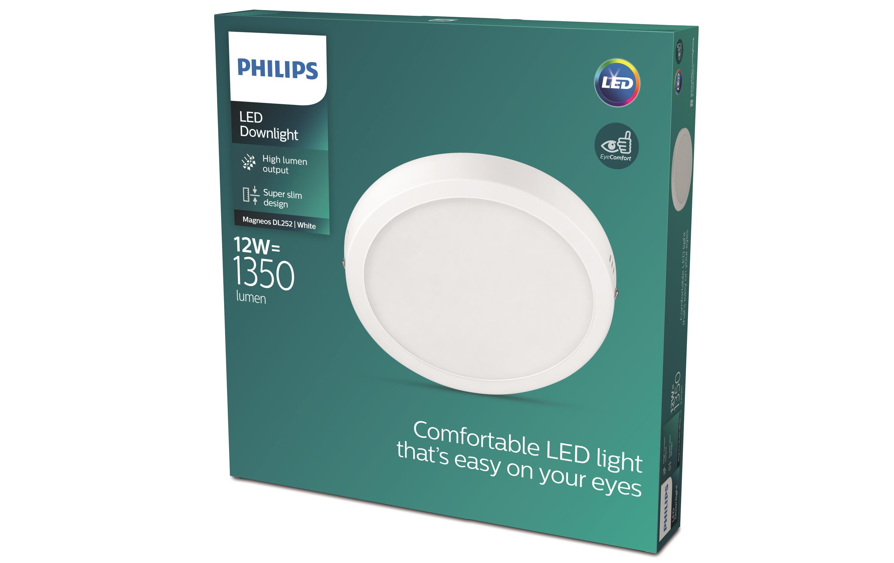 LED Einbauspot SlimSurface DL252, 12W, 4000K, rund, weissRunde Deckenlampe mit natürlichem Lichteffekt