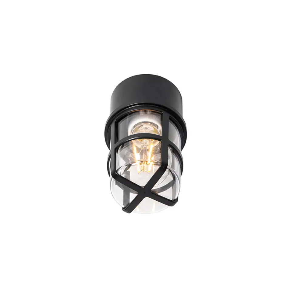 Qazqa plafondlampen buiten kiki zwart e27