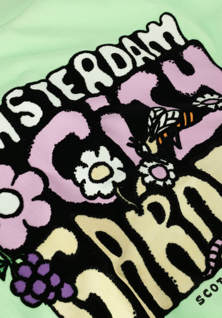 SCOTCH & SODA groene scotch & soda t-shirt oversized artwork t-shirt