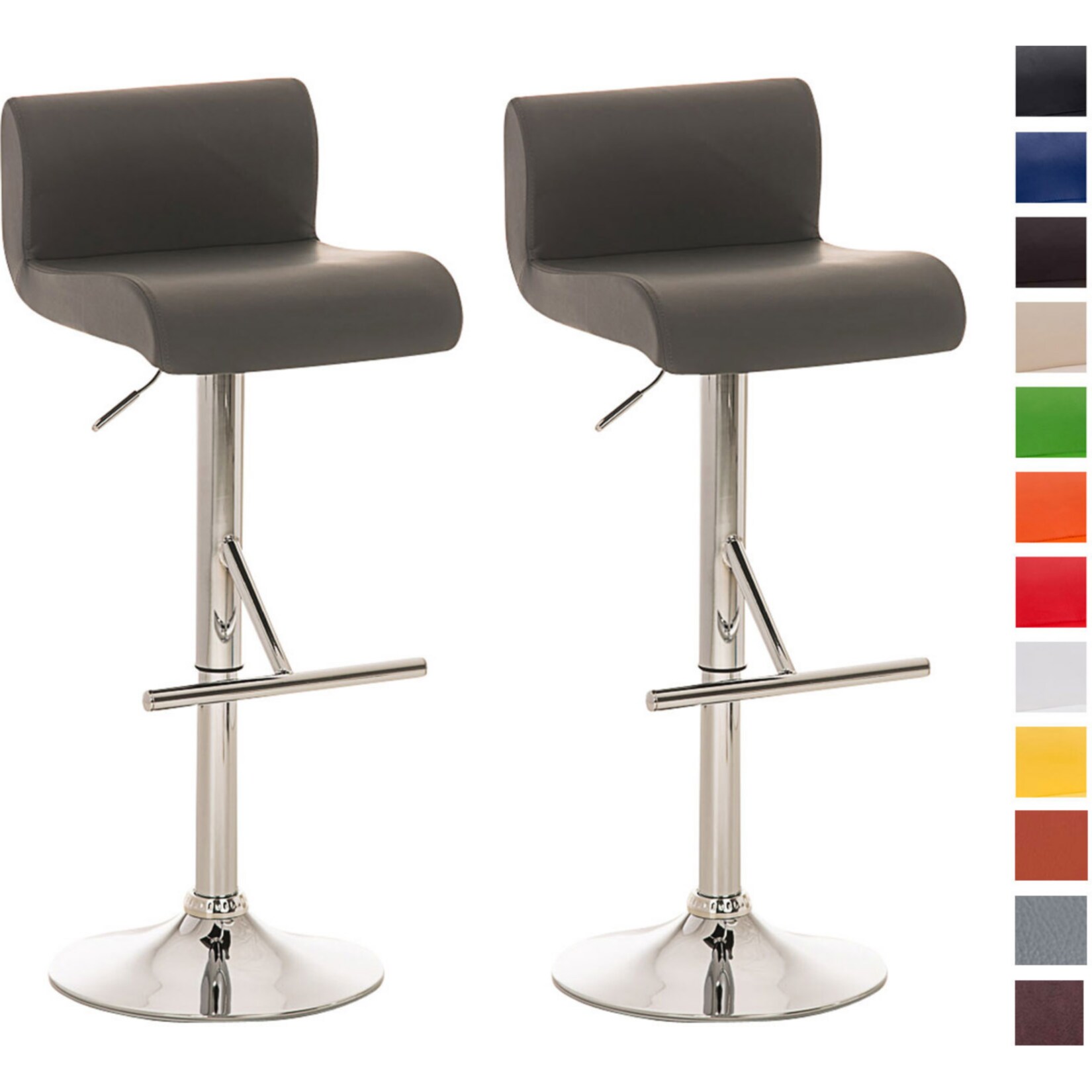 CLP 2er Set Barhocker California Mit Kunstlederbezug I Höhenverstellbare Drehbare Thekenhocker