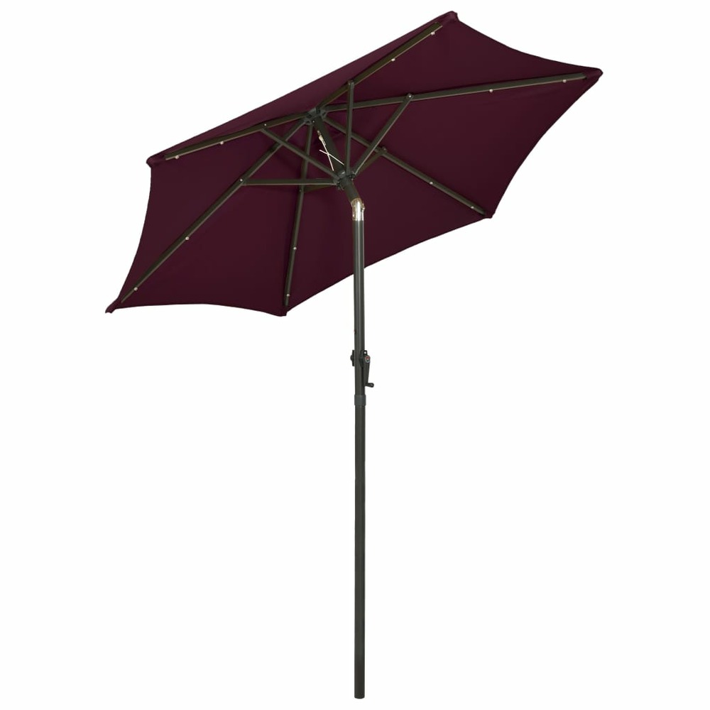 Parasol avec lumières led 200 x 211 cm aluminium rouge bordeaux
