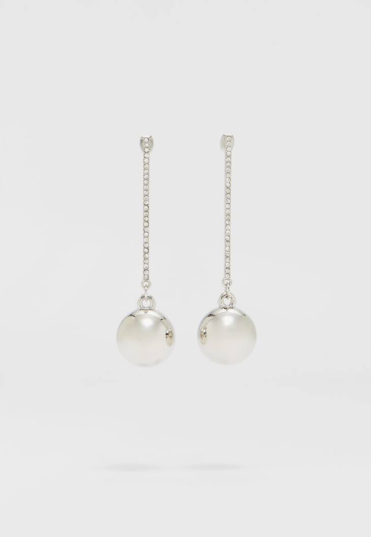 Brincos pendentes de bola com strass