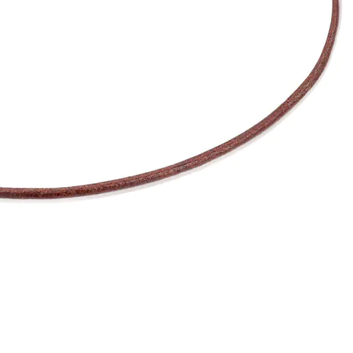 Gargantilha de couro marrom de 2 mm com fecho banhado a ouro 18k sobre prata, 40 cm, TOUS Chokers