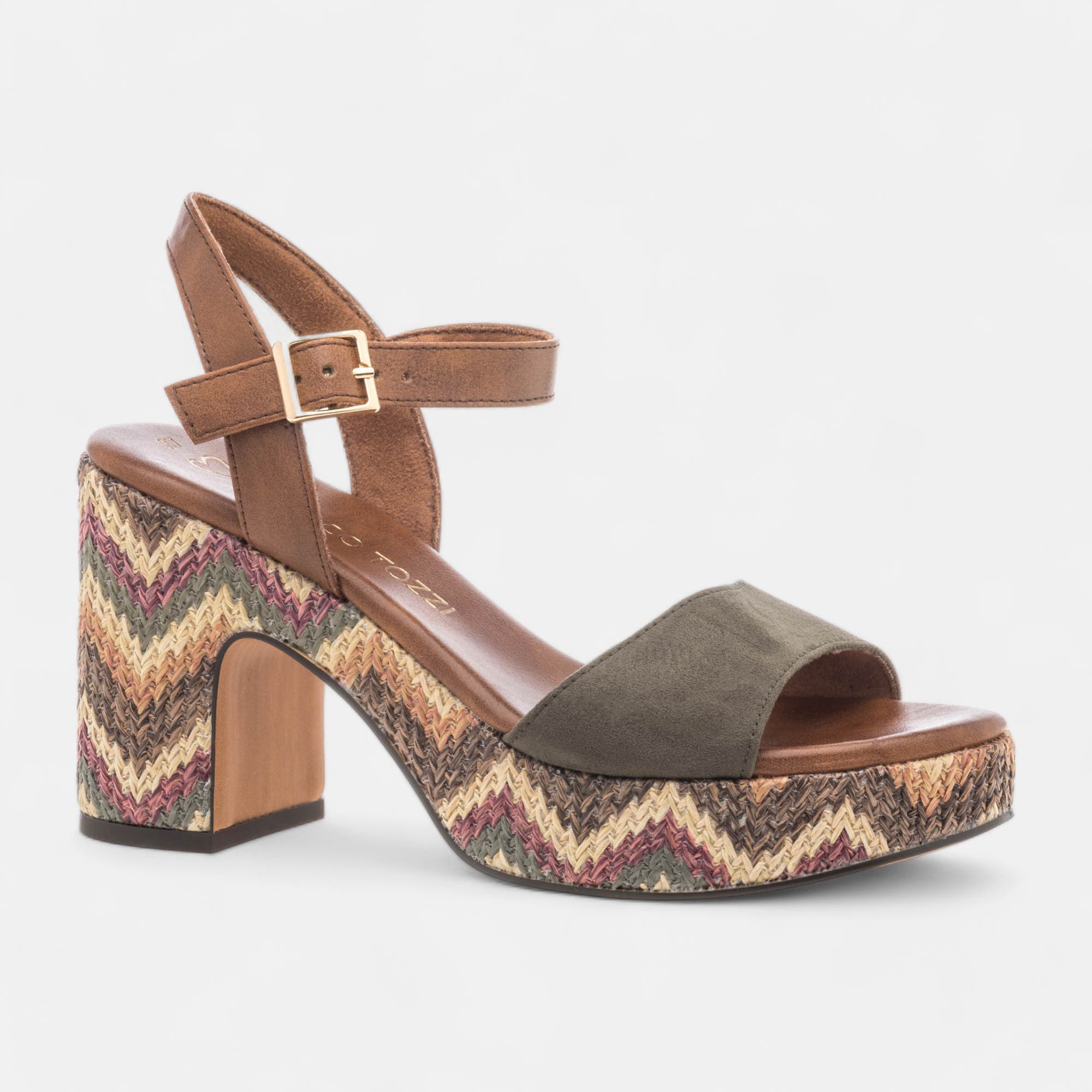 Sandales à talon Femme kaki