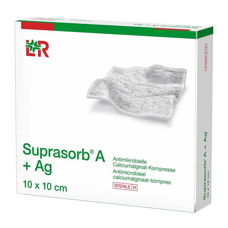 Suprasorb A + Ag Antimik.Cal.Alginat Kompresse 10x10 cm, 10 St