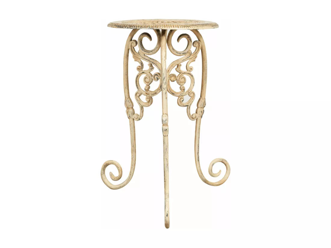 BISCOTTINI Support de Pot de Fleurs - Fonte avec Finition Argent Antique - Porte-Plante - Pot d'Intérieur et d'Extérieur - Jardinière - Jardin - Salon - Salle à Manger - Présentoir - Décoratif - 45x45x60cm