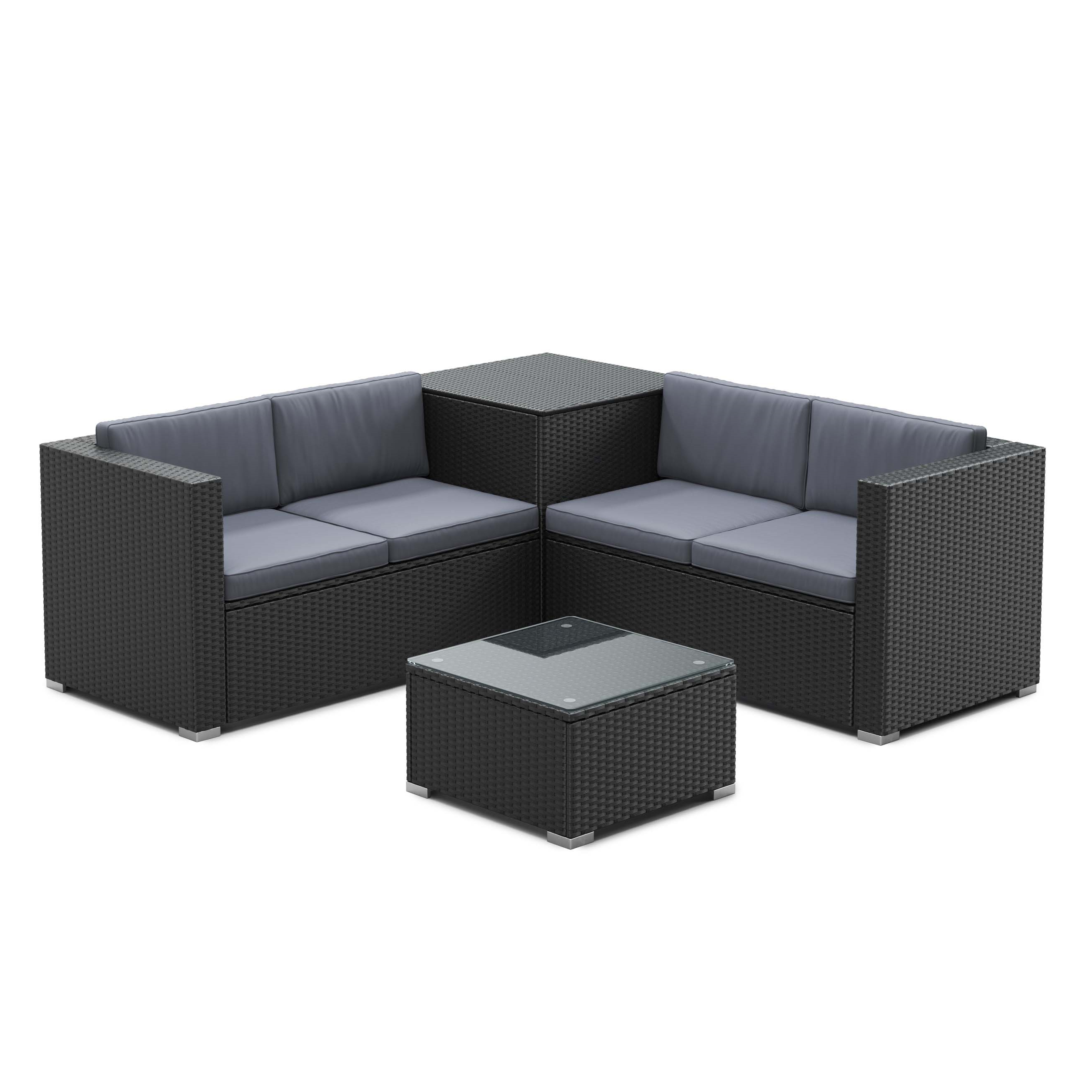 Rattanlounge SAN MARINO schwarz/anthrazit