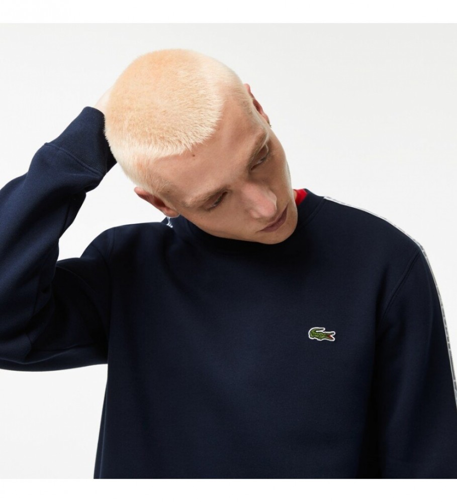 Moletom de flanela Lacoste com logo listrado em azul marinho