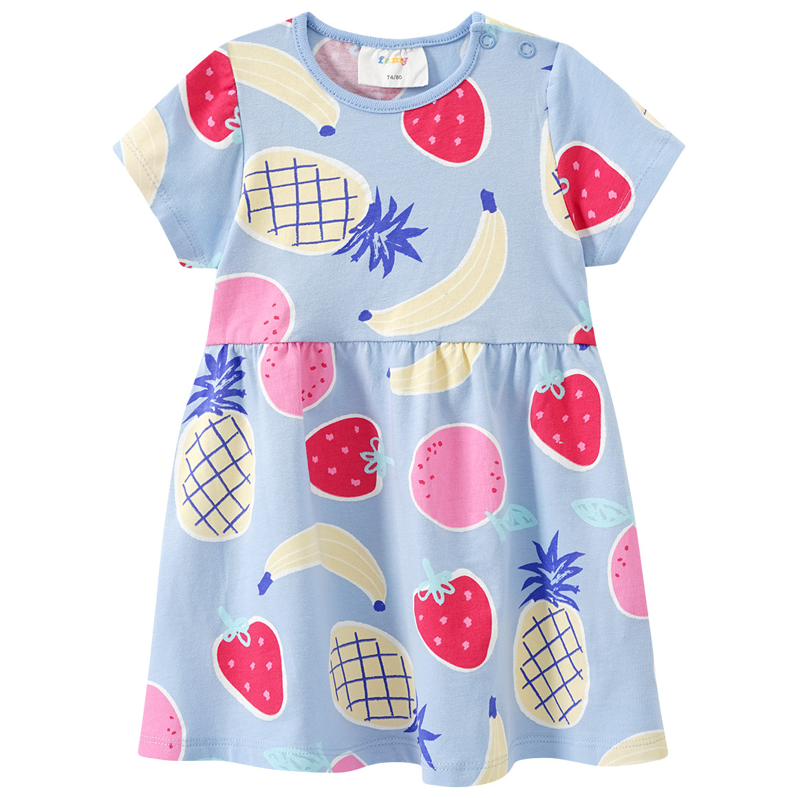 Famy 2 Baby Kleider mit bunten Motiven hellgelb / hellblau