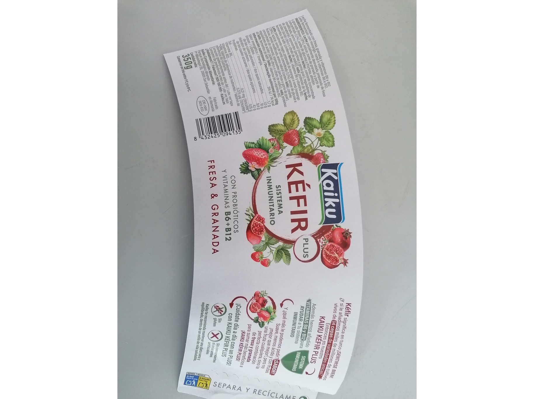 KEFIR KAIKU MORANGO E ROMÃ 350G