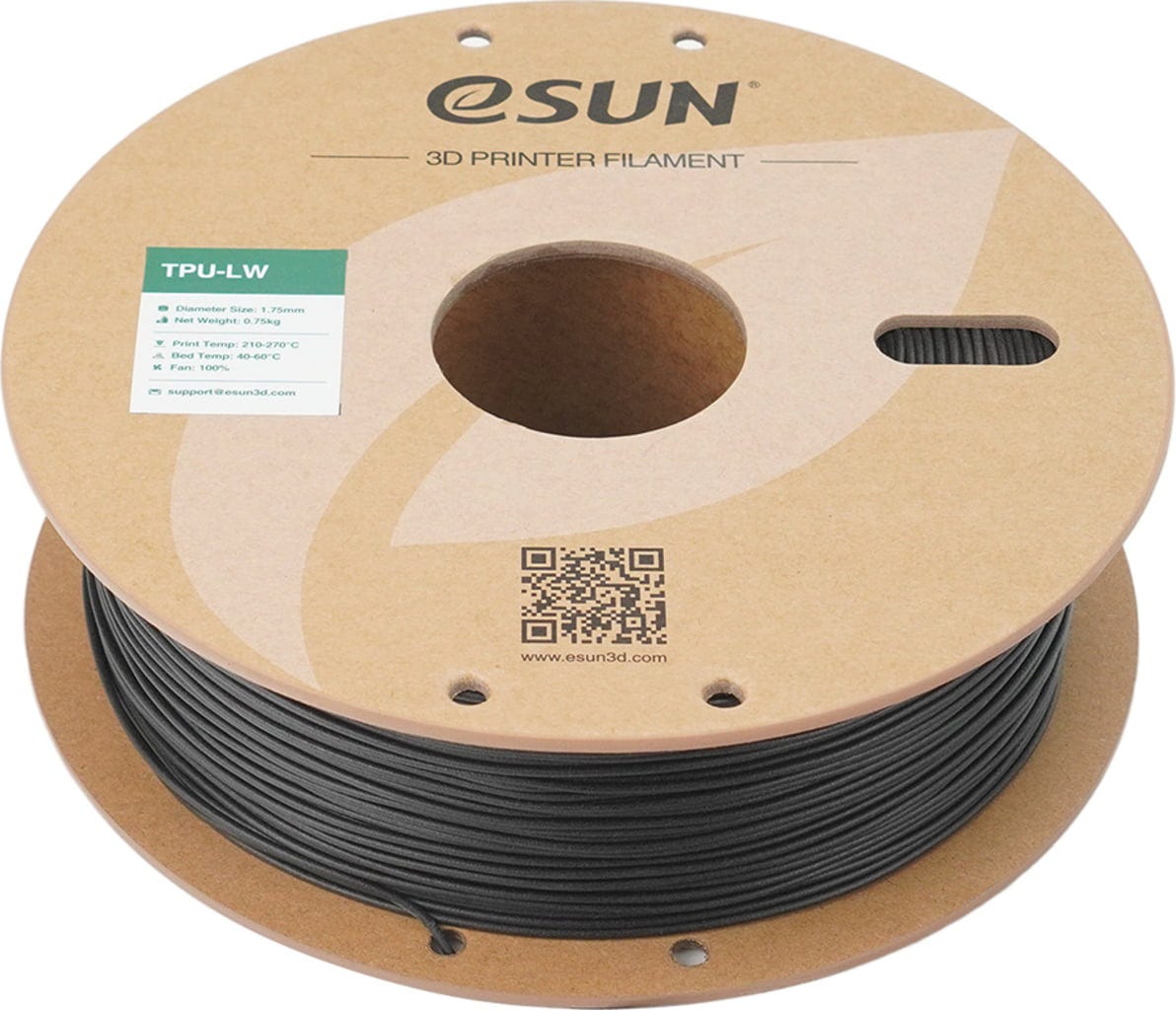 eSUN  TPU-LW Black, 1,75 mm / 750 g    Aufschäumendes, flexibles Material in Black