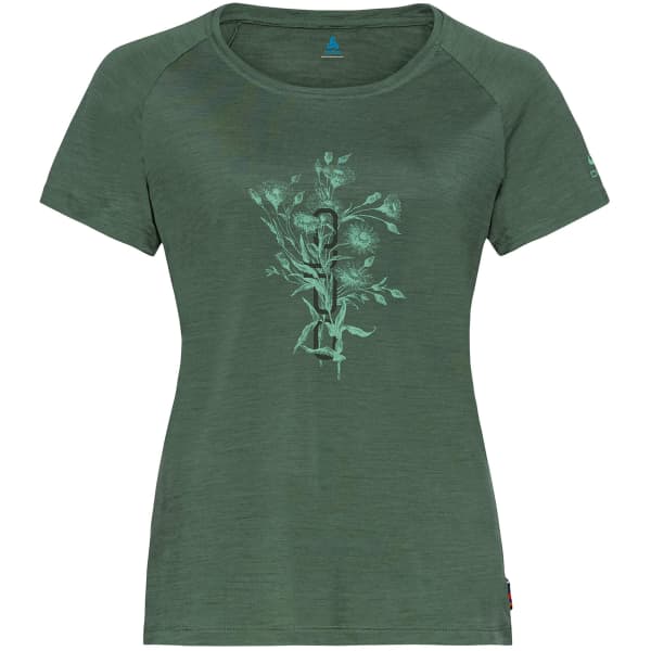T-shirt randonnée ODLO CONCORD LEAF PRINT S/S CREW NECK W MYRTLE MELANGE