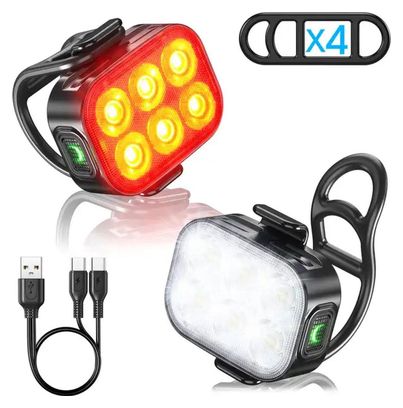 Kit d'éclairage LED pour vélo 200/50 Lumen Feu avant et feu arrière vélo