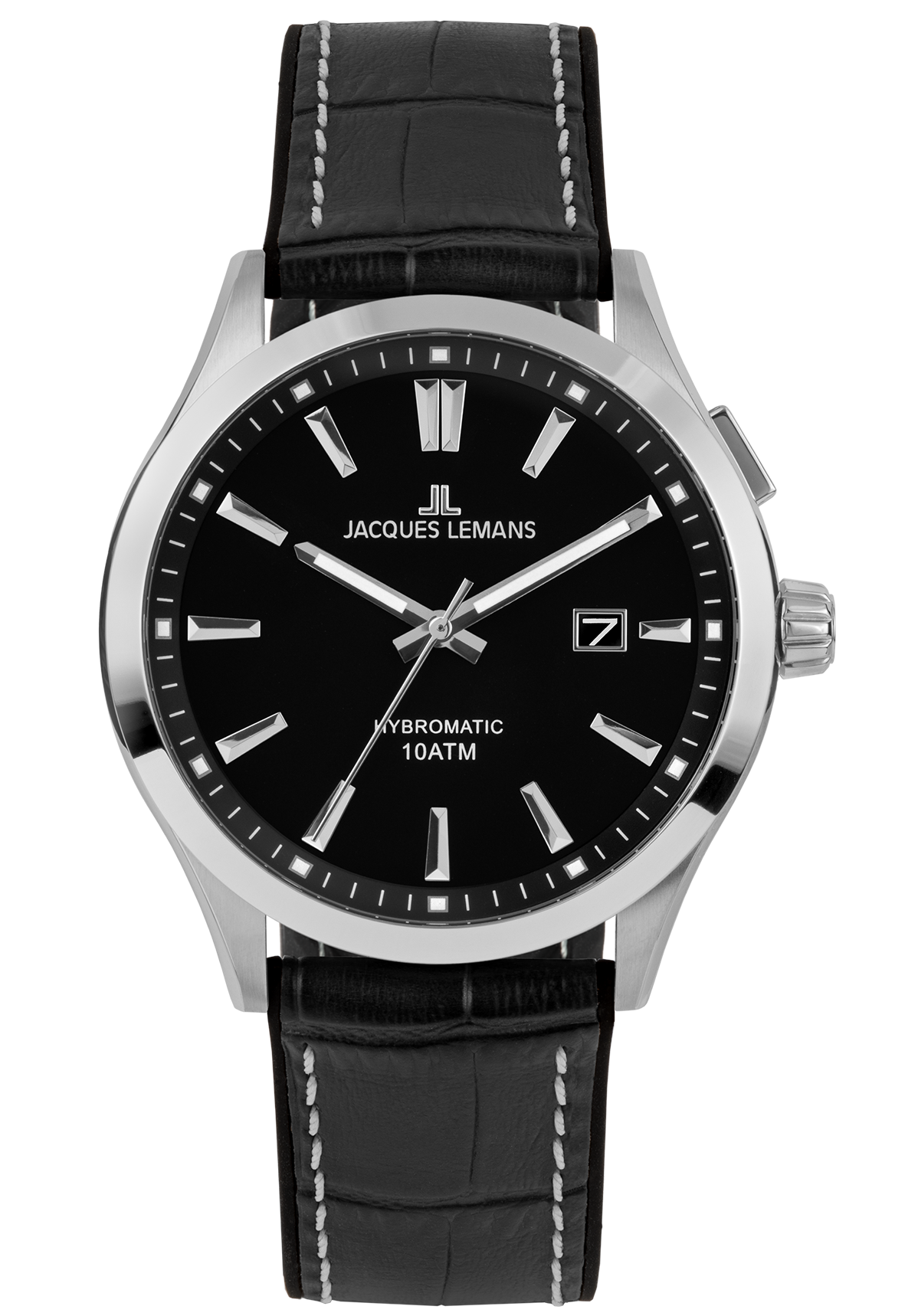 Jacques Lemans Herrenuhr Hybromatic Leather Black 1-2130A