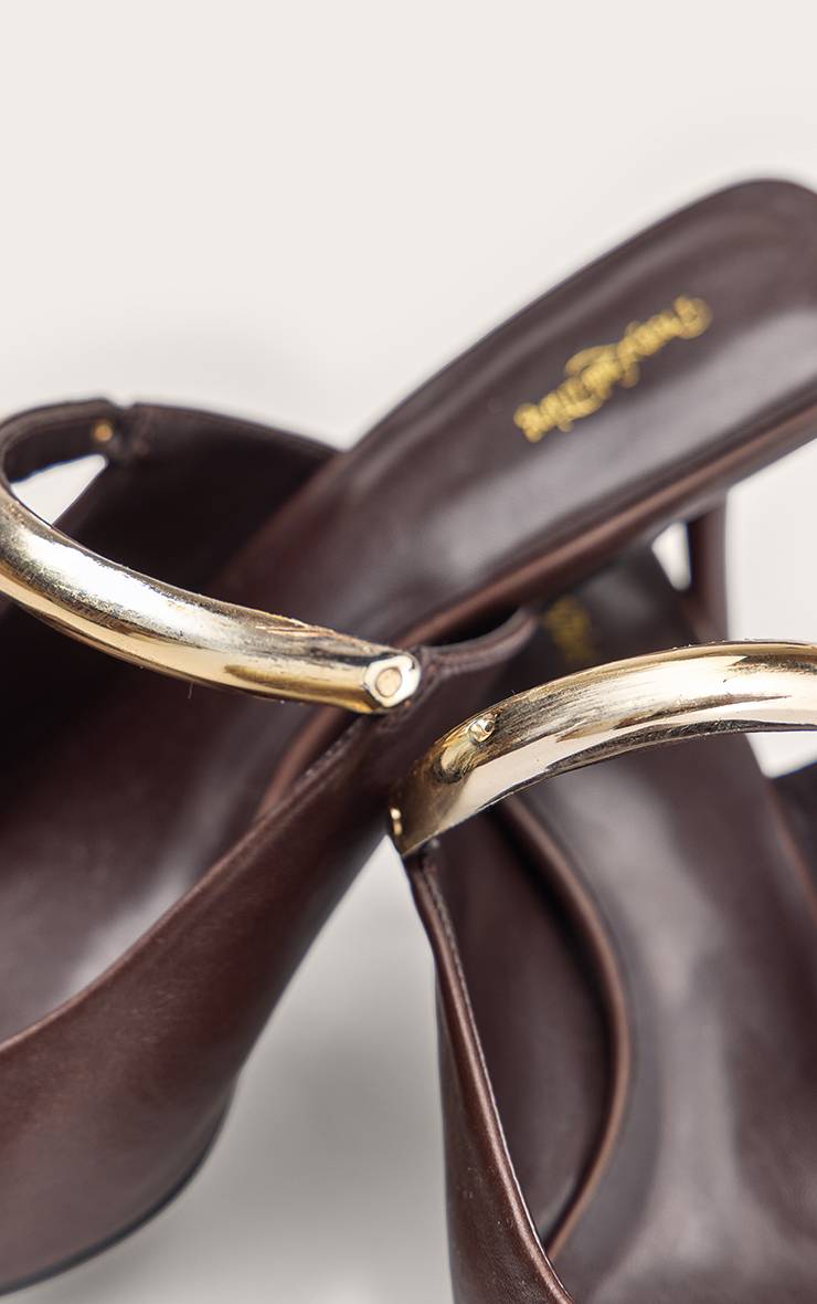 Chocolat Mules À Talons Bout Pointu Avec Détail Doré