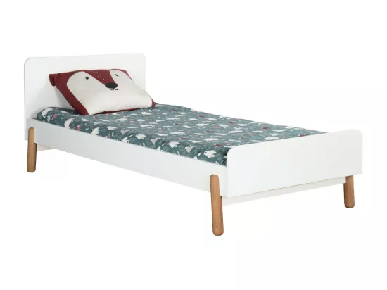 Lit enfant 90x190 cm bois massif blanc et bois GABBY
