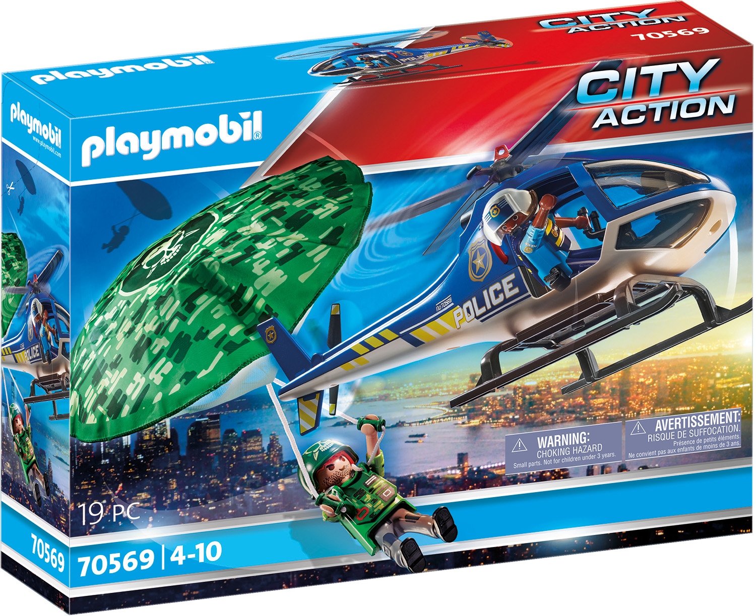 Playmobil® Konstruktions-Spielset »Polizei-Hubschrauber: Fallschirm-Verfolgung (70569), My Action Heroes« Made in Germany