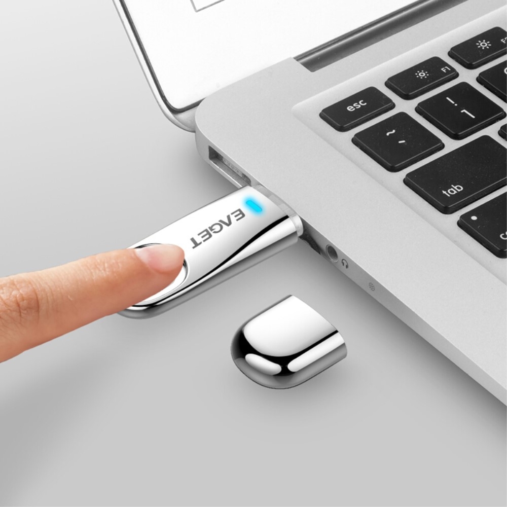 (64GB) USB 3.0 Speicher Stick Flash Drive mit Fingerabdruck Sensor Verschlüsselung - Silber