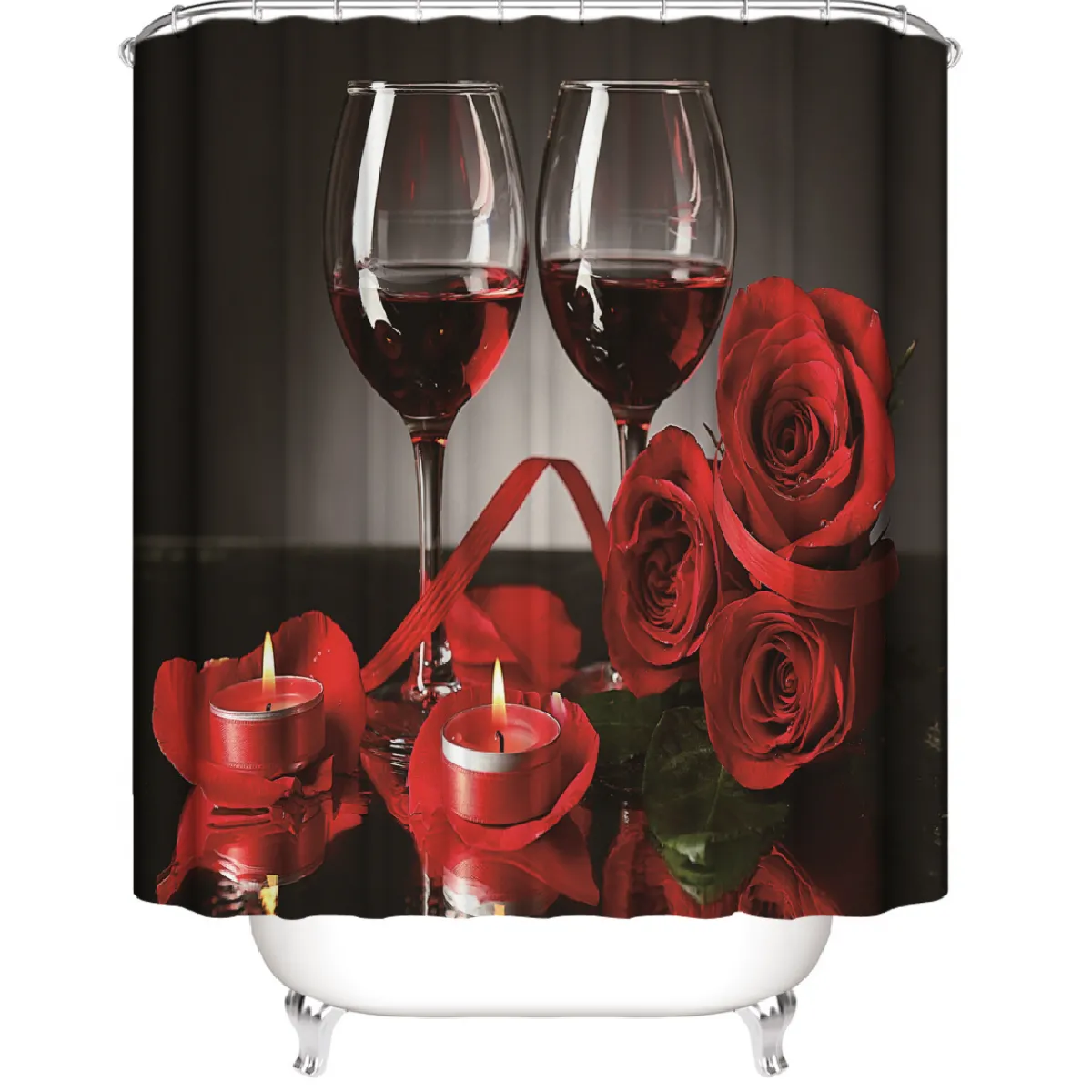 Universal Rideaux de douche - Vin rouge et rose - 180x180 cm