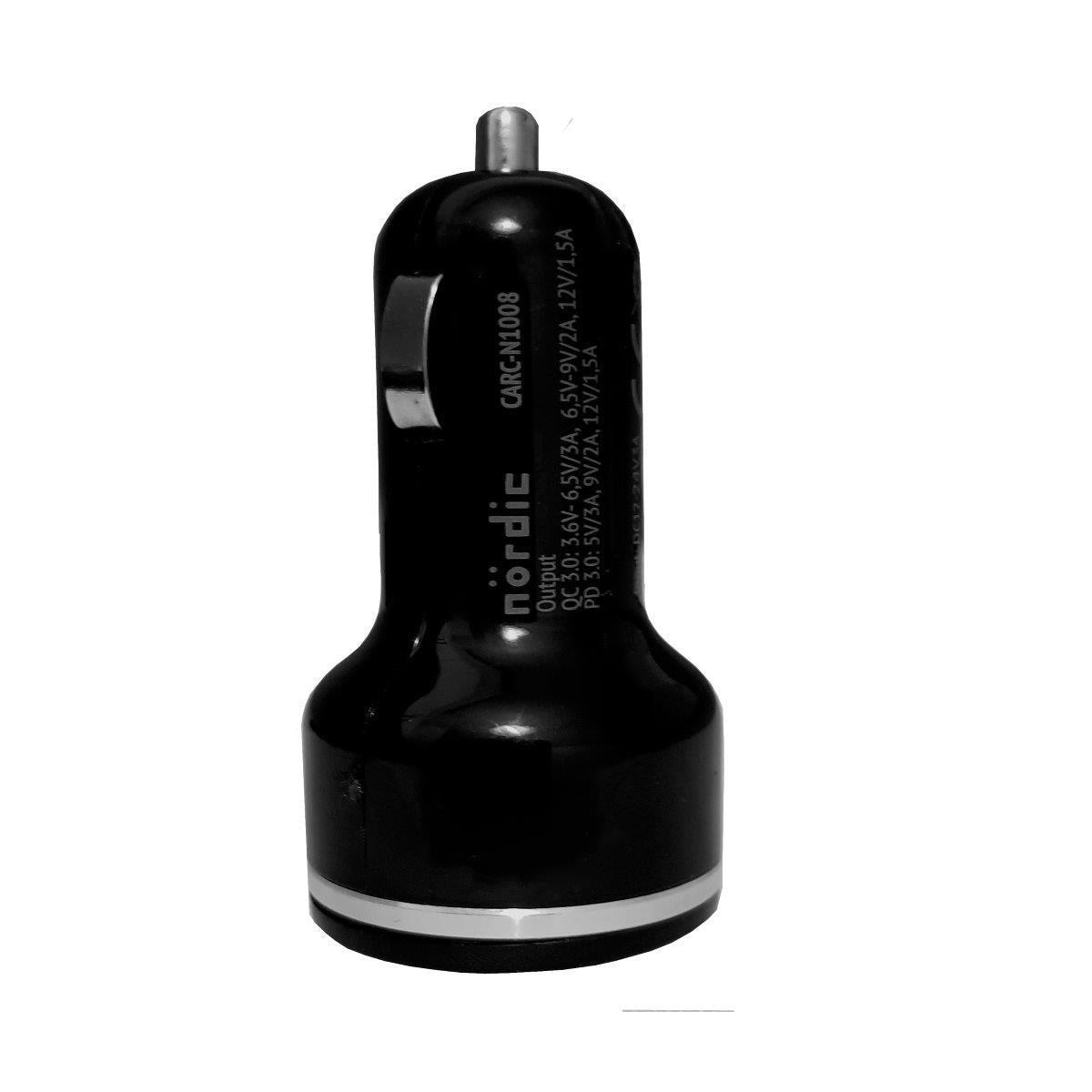 NÖRDIC 2XUSB Quick Car Charger Quick Charger 3.0 18W