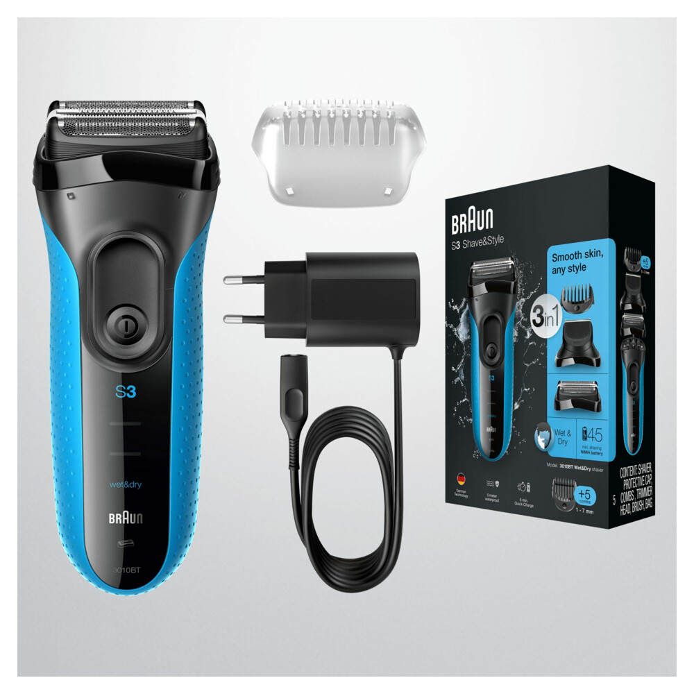 Braun Elektrisch Scheerapparaat Series 3 3010BT Zwart / Blauw