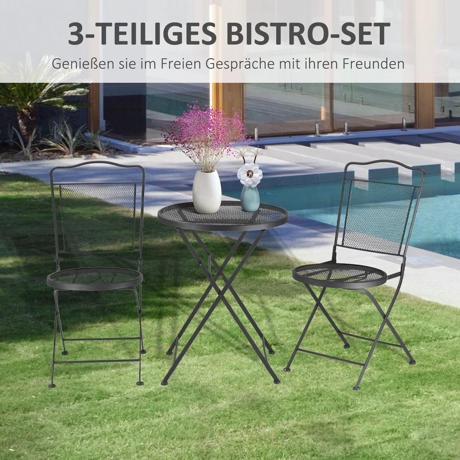 Outsunny Gartenmöbel-Set mit 2 Stühle schwarz