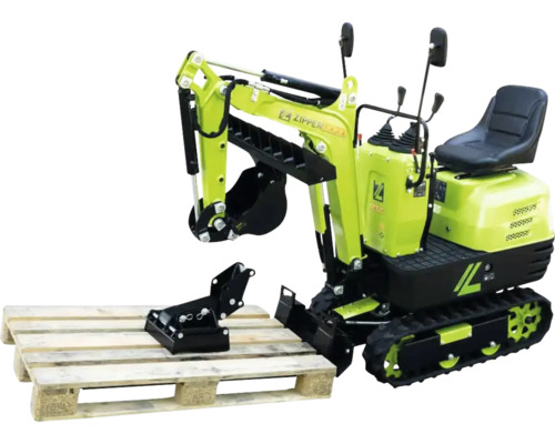 Minigraafmachine Zipper ZI-MBGS600 inclusief palletvorken, hark, slotenbak en bakdeksel, 4,36 kN uitbreekkrachtarm of 8 kN uitbreekkrachtbak, spoorbreedte 690 mm