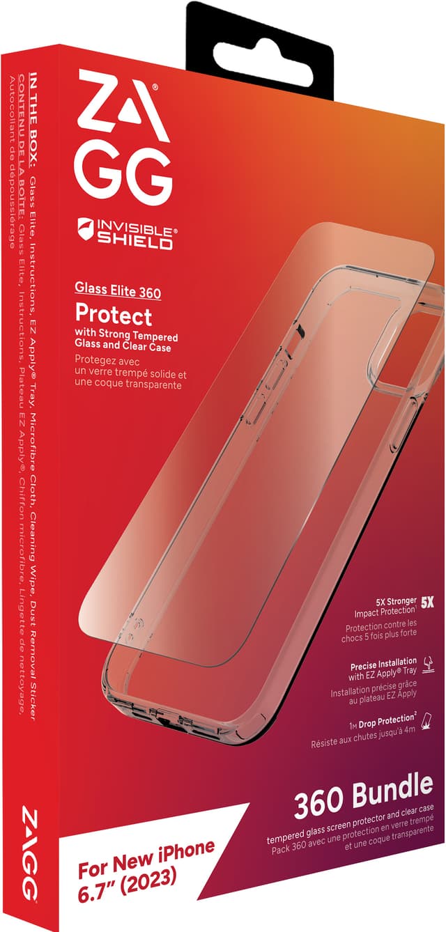 Zagg iPhone 15 Plus Glass Elite 360 etui og skærmbeskytter (gennemsigtig)