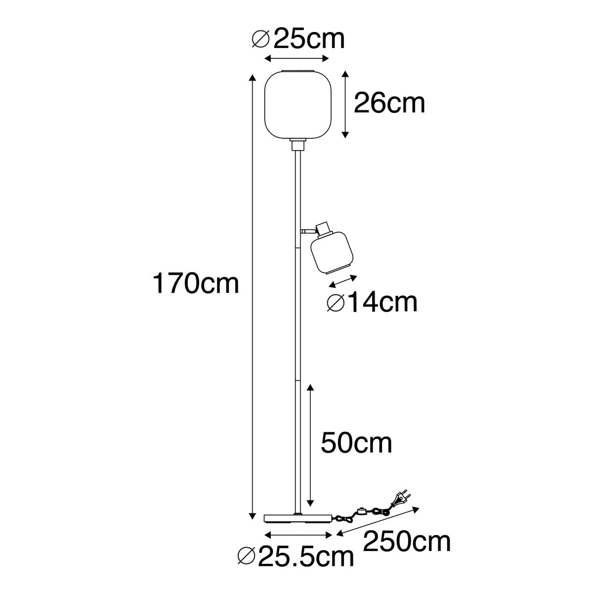 QAZQA - Moderne staande lamp, zwart met gouden accenten, messing met gerookt glas, 2 lampen - Zuzanna, woonkamer, slaapkamer - langwerpig - LED-compatibel, E14-fitting