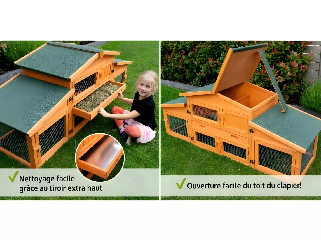 Cage Clapier pour lapin Extérieur 185x51x75cm Modèle: 037 Étable de roi
