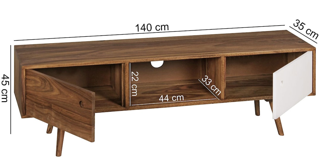TV-Lowboard 140 x 45cm braun/ weiß