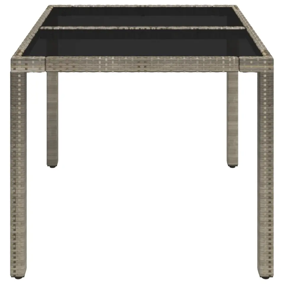 vidaXL - Tuintafel Met Glazen Blad - Grijs - Poly rattan - 90 x 90 x 75 cm