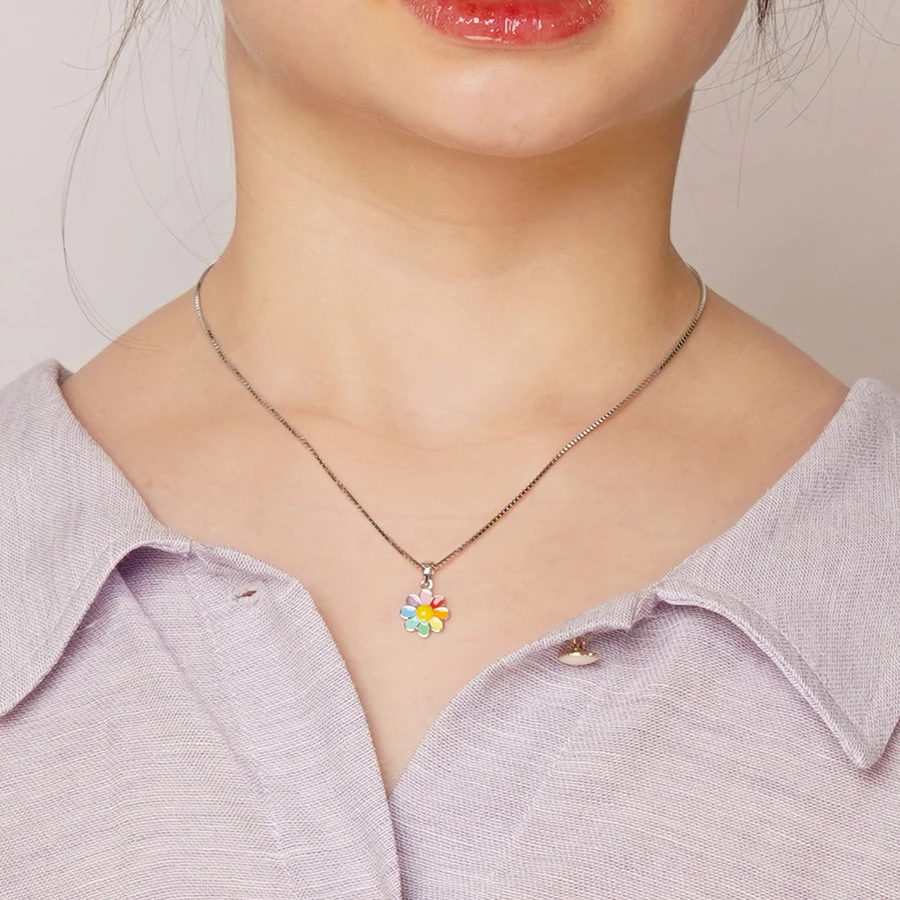 trendor Mädchen-Halskette mit Blume Silber 925 Collier silver