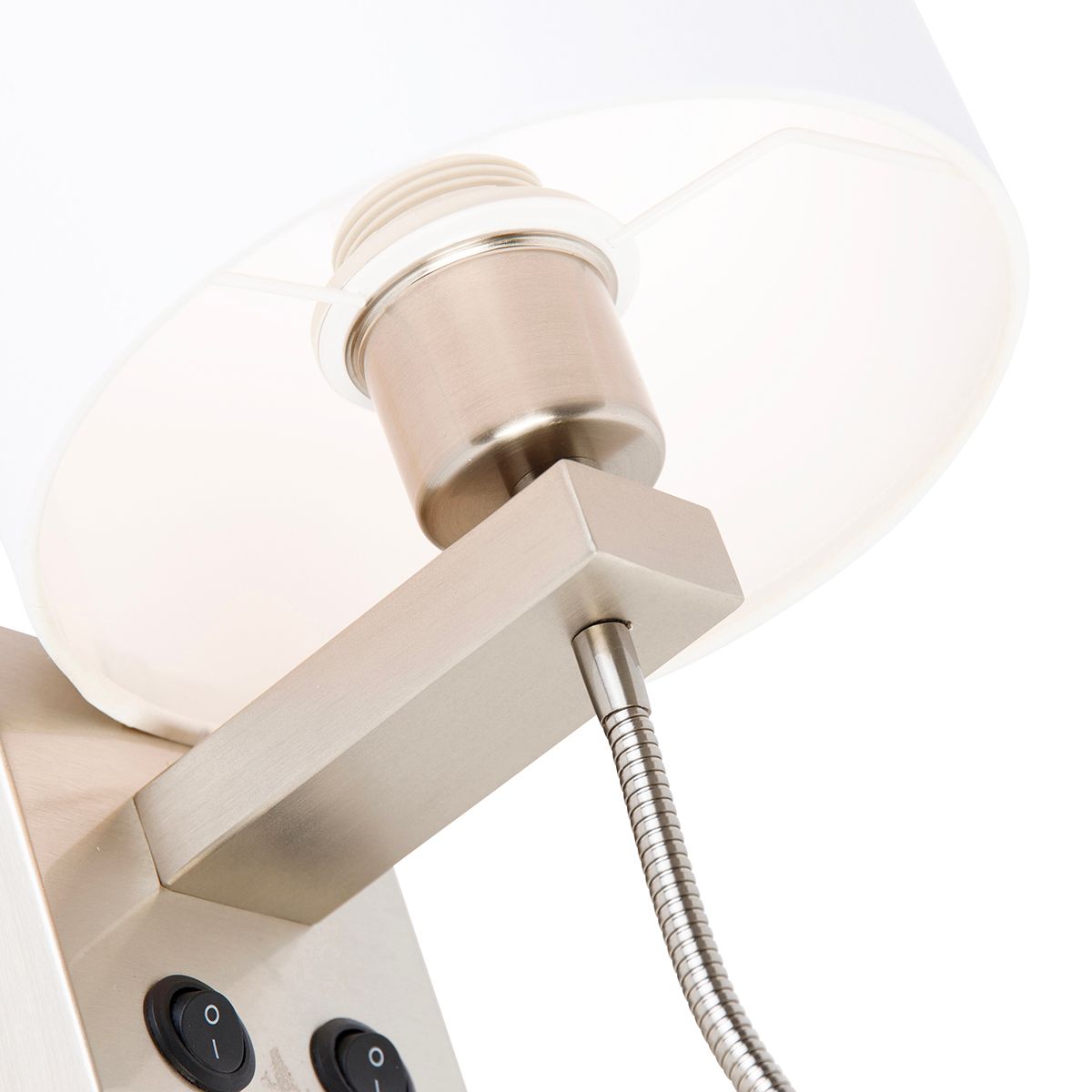 Wandlamp staal met flexarm en kap wit 18 cm - Brescia Combi