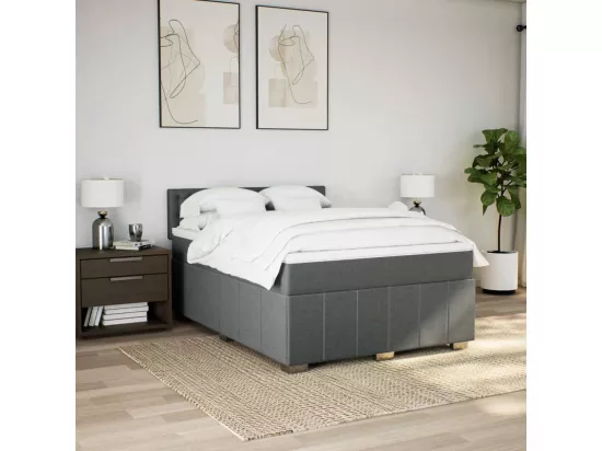 Sommier à lattes de lit avec matelas Gris foncé 160x200cm Tissu