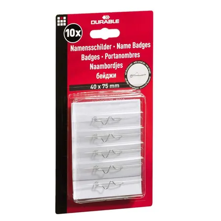 Durable 860819 Namensschild mit Nadel, 40 x 75 mm, transparent